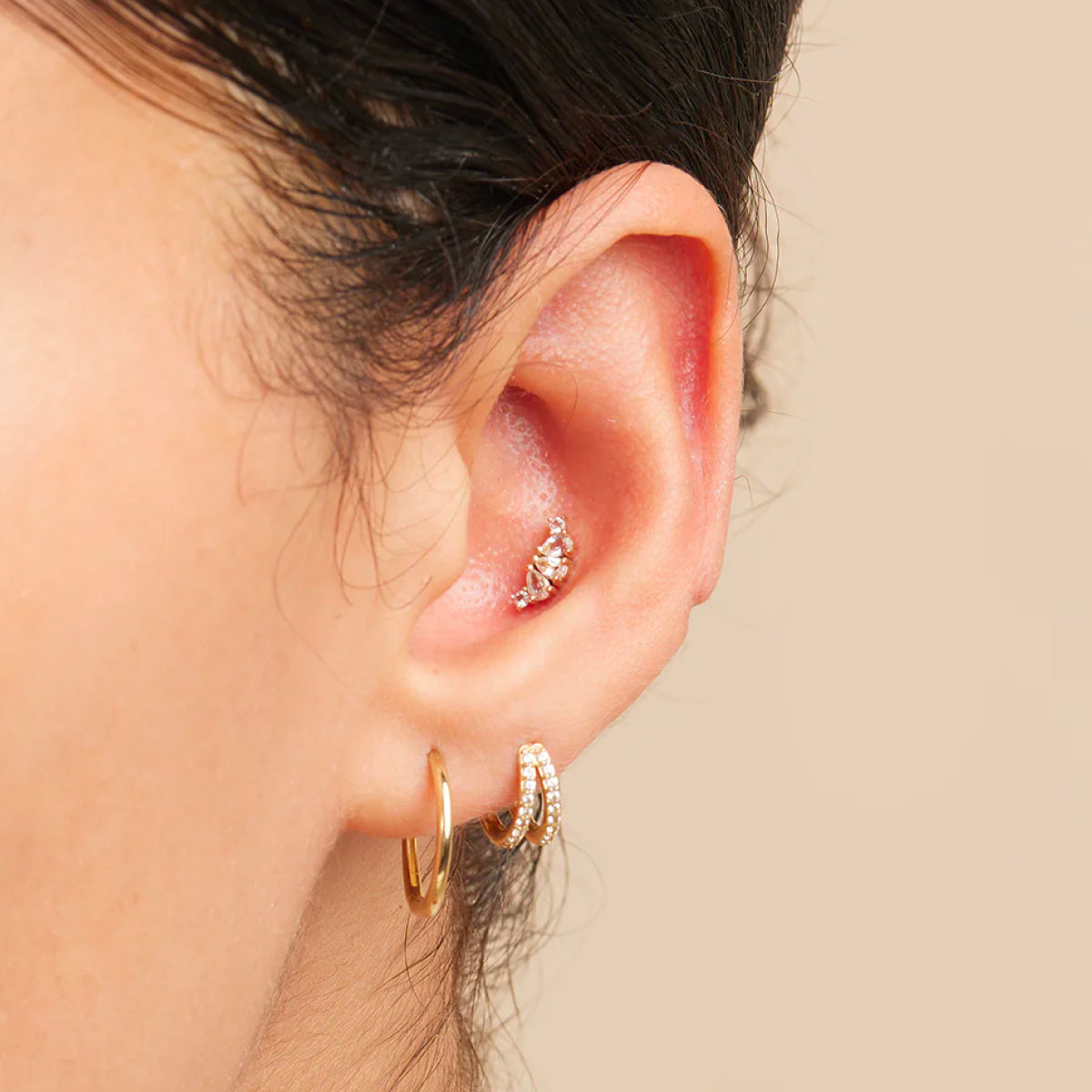 Solid Gold Stud Piercing Earrings | Astrid & Miyu